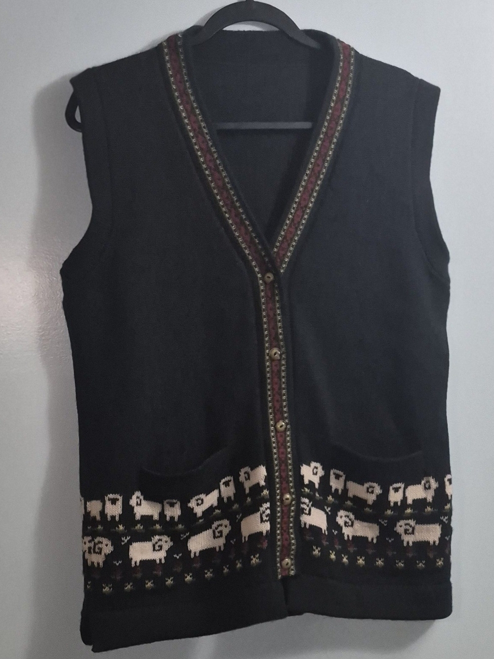 Vinatge sheep button-up sweater vest